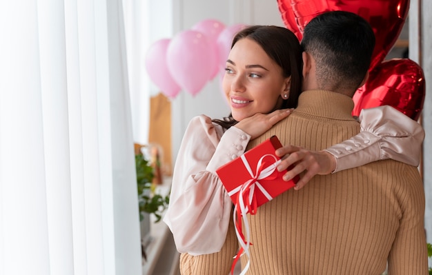 Free photo couple enjoying valentines day celebration