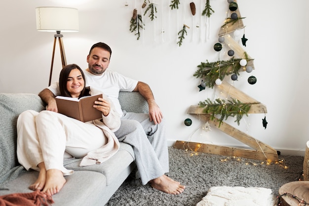 Couple enjoying winter home lifestyle