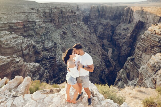 Couple exploring the grand canyon in Arizona