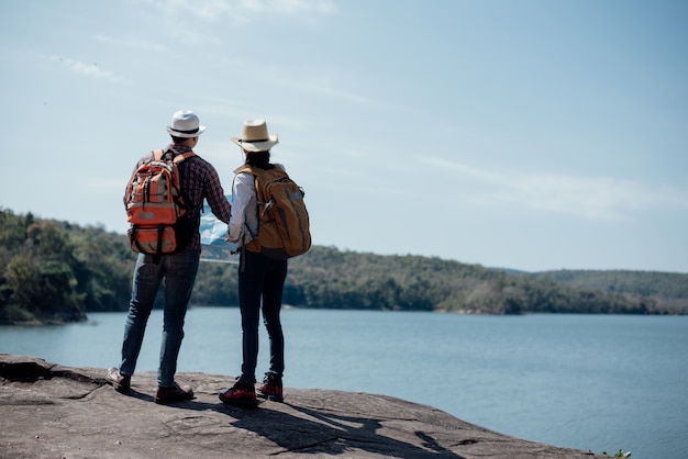 Free photo couple family traveling together