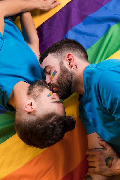 Free photo couple of gays kissing tenderly