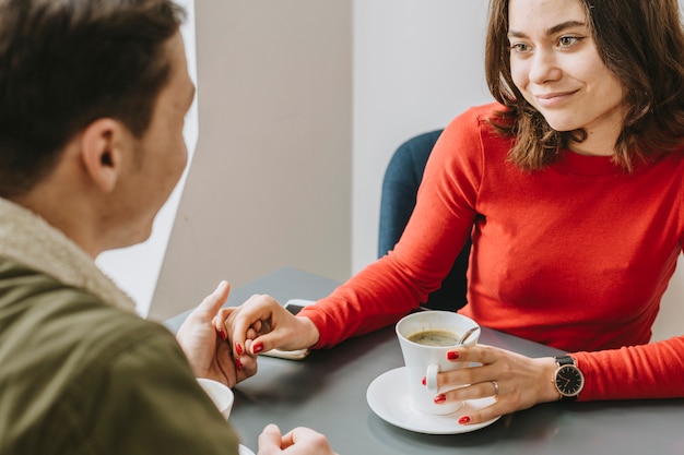 Couple having coffee in a restaurant