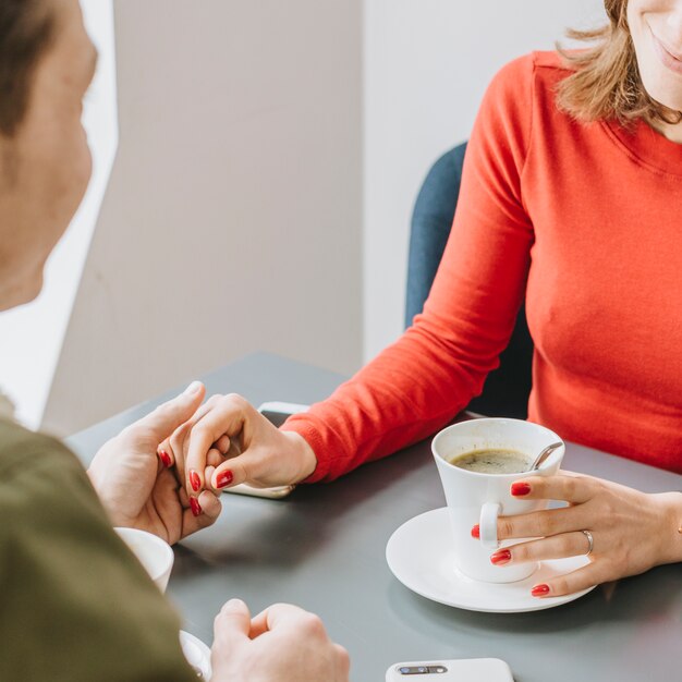 Couple having coffee in a restaurant