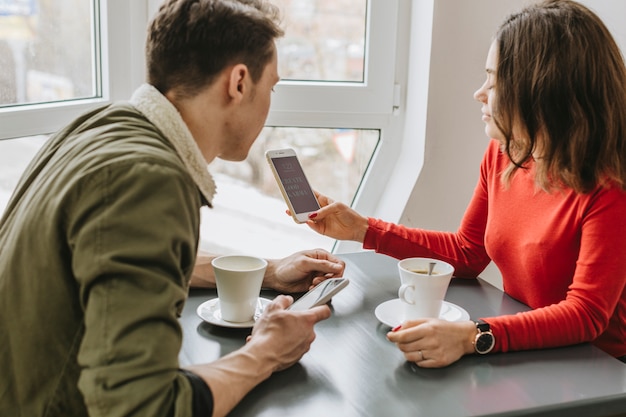 Couple having coffee in a restaurant