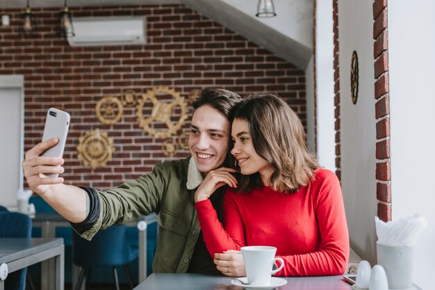 Couple having coffee in a restaurant