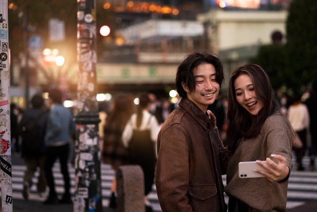 Couple having a date at night