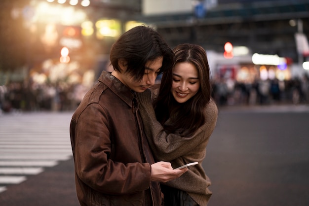 Couple having a date at night