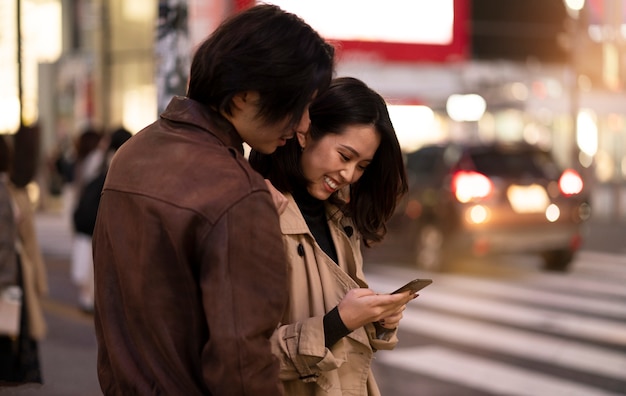 Couple having a date at night