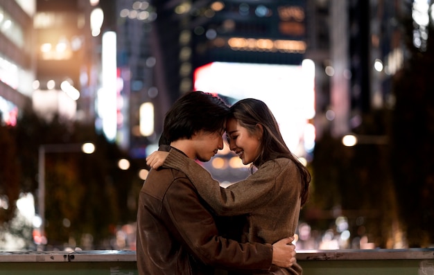 Couple having a date at night