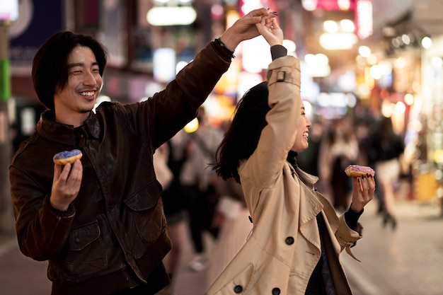 Couple having a date at night