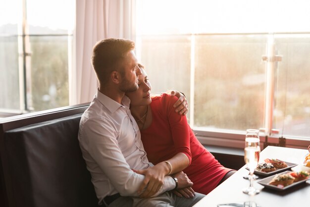 Couple having dinner at a restaurant