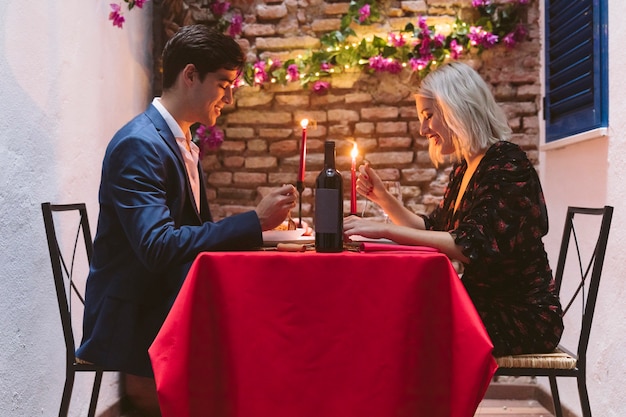 Couple having dinner on valentines day