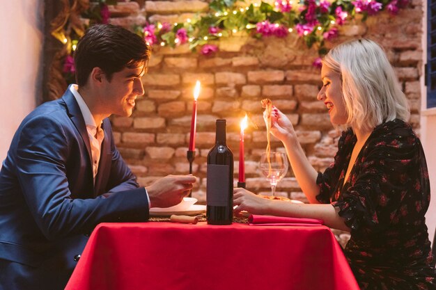 Couple having dinner on valentines day