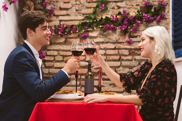 Couple having dinner on valentines day