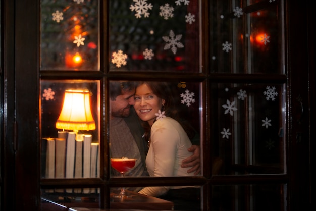 Couple having fun at night