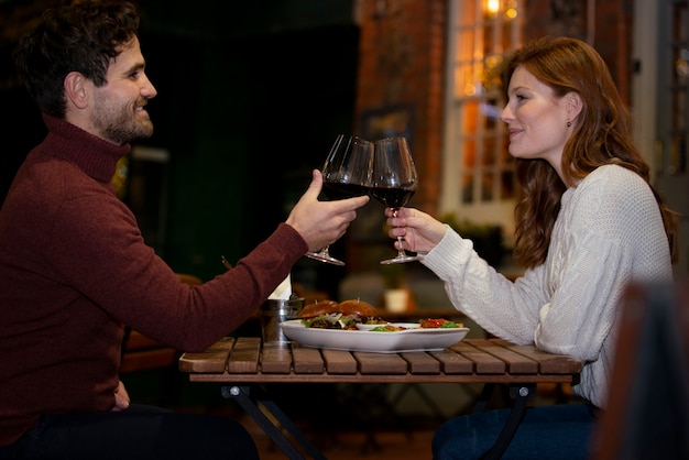 Couple having fun at night