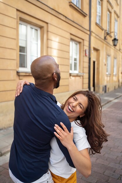 Couple having a latin dance performance in the city