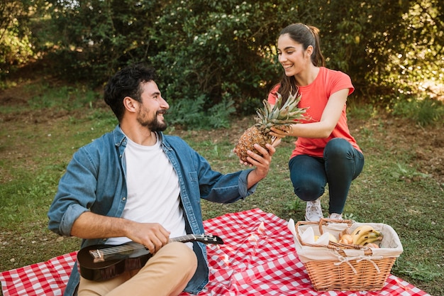 Couple having a picnic