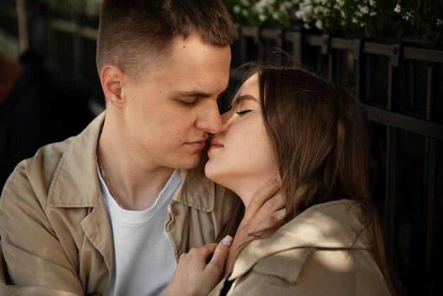 Free Photo couple having public intimacy moments