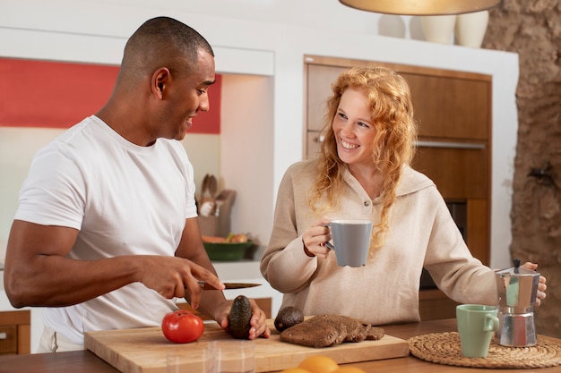 Couple at home enjoying life