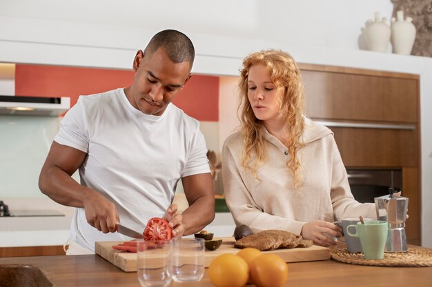 Couple at home enjoying life