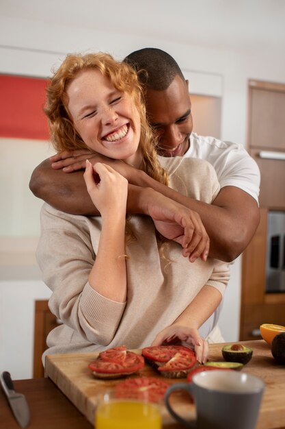 Couple at home enjoying life