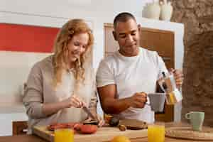 Free photo couple at home enjoying life