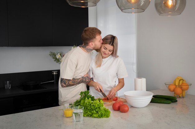 Couple at home spending time together