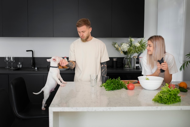 Couple at home spending time together