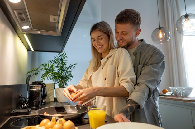 Couple at home spending time together