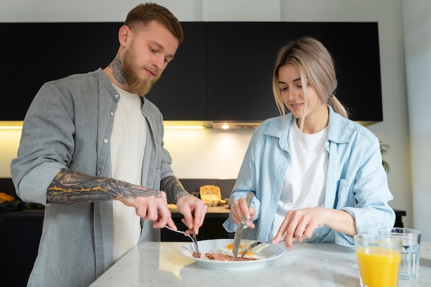 Couple at home spending time together