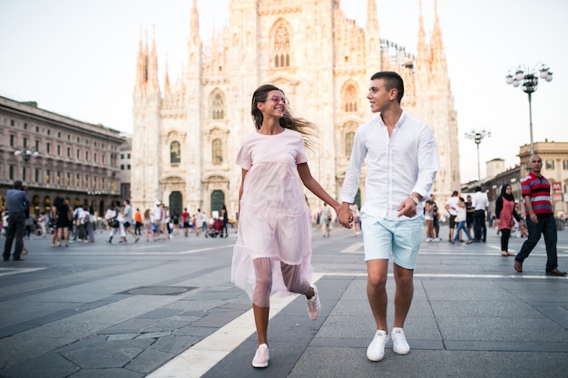 Couple on honeymoon in Milan