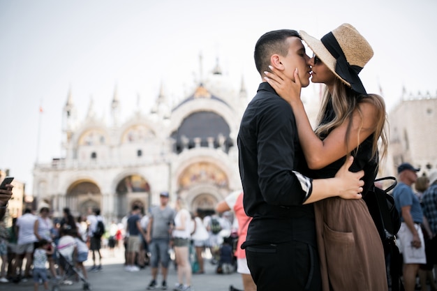 Couple on a honeymoon in Venice