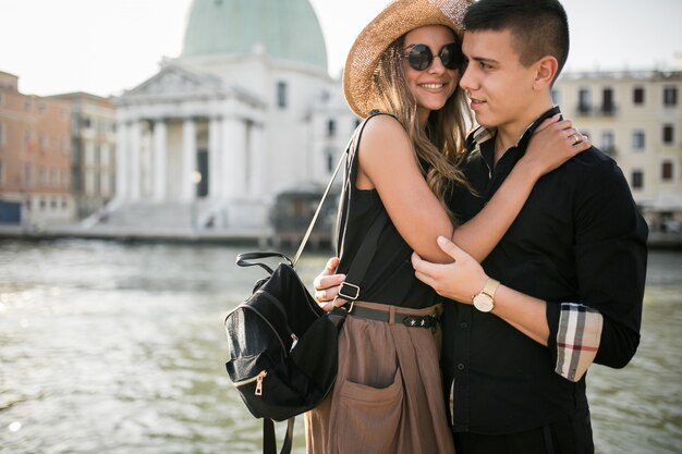 Couple on a honeymoon in Venice