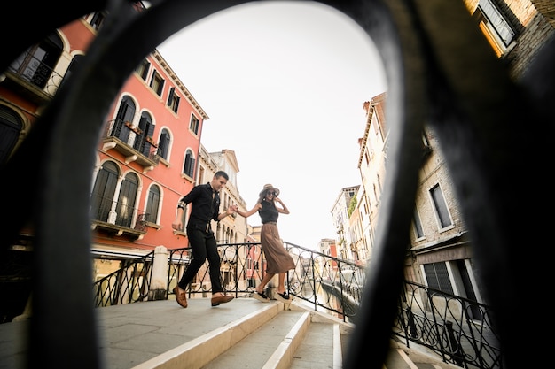 Couple on a honeymoon in Venice