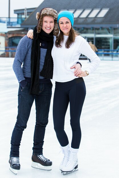 Couple on the ice rink