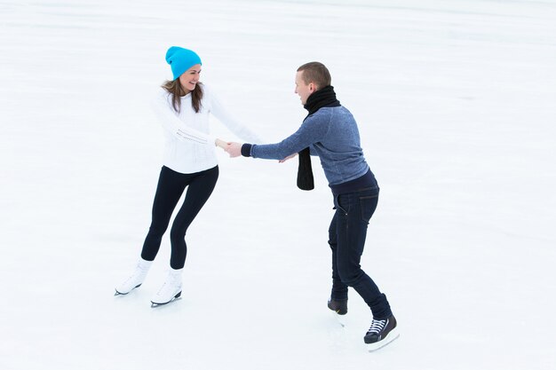 Couple on the ice rink