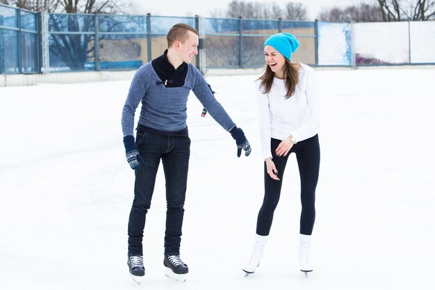 Couple on the ice rink