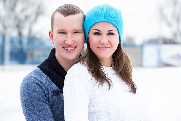 Couple on the ice rink