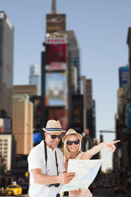 Free Photo couple looking a map