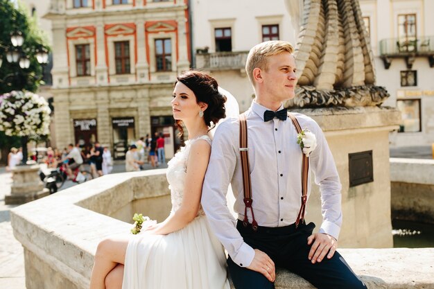 Couple looking in opposite directions