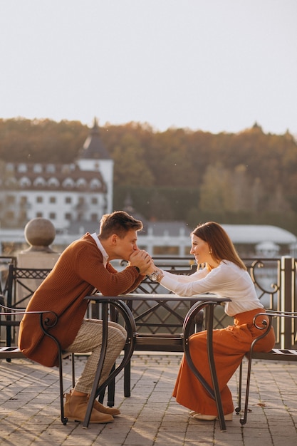 Free Photo couple in love by the lake