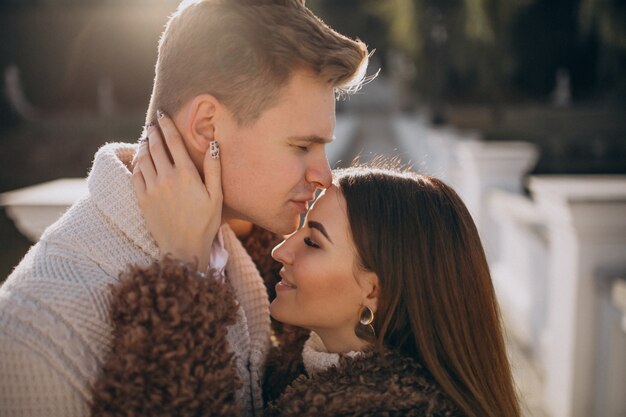 Couple in love embracing