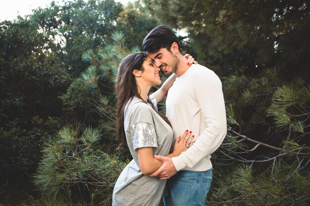 Couple in love hugged