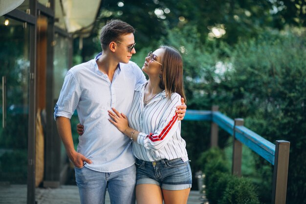 Couple in love in park