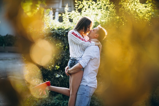 Couple in love in park