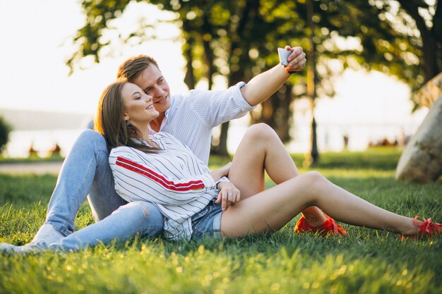 Couple in love in park