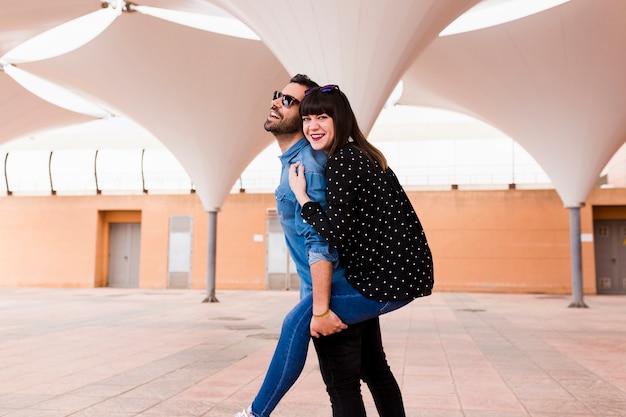 Couple making fun at outdoors