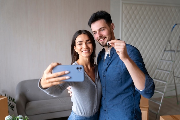 Couple moving in their new home