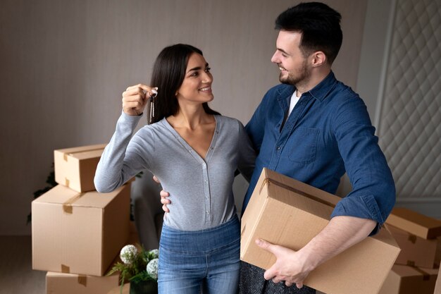 Couple moving in their new home